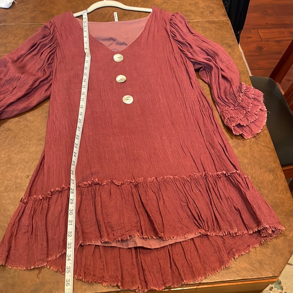 Cotton Linen Blend Tunic Dress (Size L)